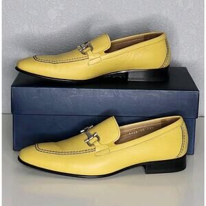 Corrente Grain Leather Yellow Horse Bit Loafers for Men Size 42 1/2 w/ Box